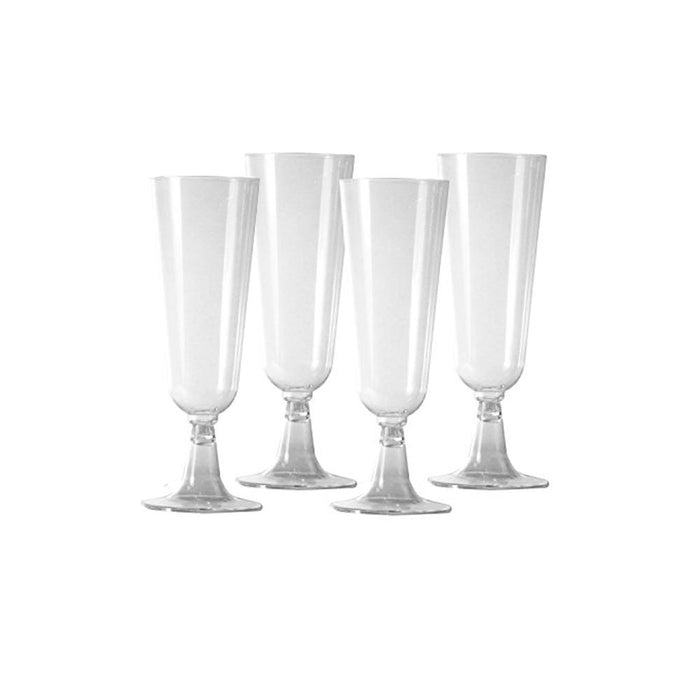 4Pc Wedding Plastic Wine Clear Champagne Flutes Disposable Glasses Cups 4.7oz
