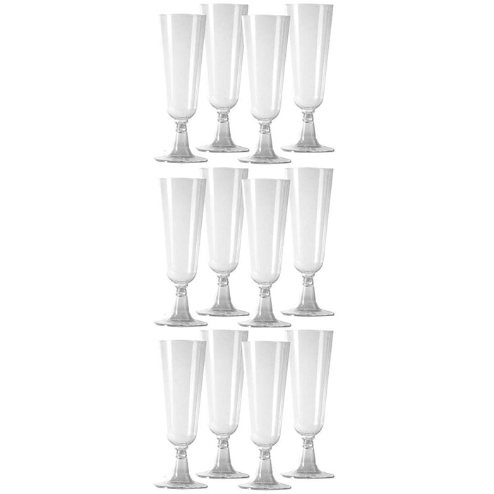 12Pc Wedding Plastic Wine Clear Champagne Flutes Disposable Glasses Cups 4.7oz