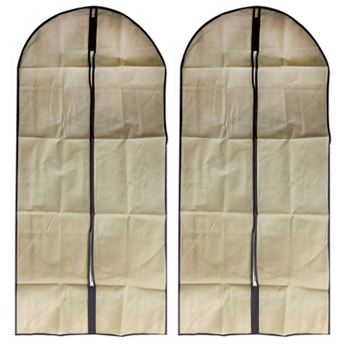 2 Pc Garment Bag Travel Suit Dress Storage 54" Tan Cover Zipper Coat Carrier