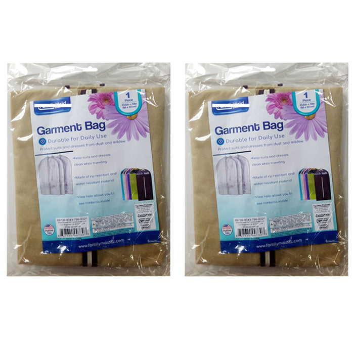 2 Pc Garment Bag Travel Suit Dress Storage 54" Tan Cover Zipper Coat Carrier