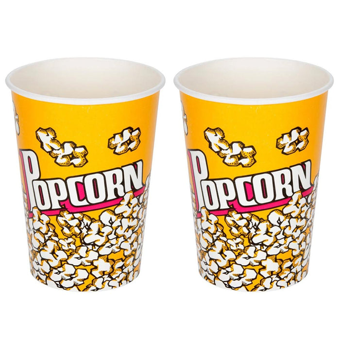 2 Pc Retro Style Novelty Popcorn Tub Container Party Movie Night Plastic Buckets