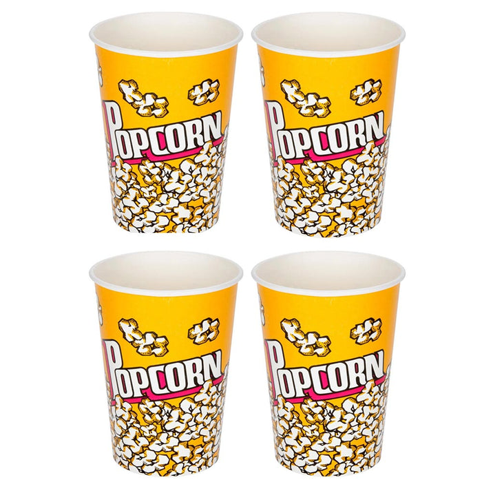4 Pc Novelty Plastic Popcorn Container Retro Style Buckets Tub Party Movie Night