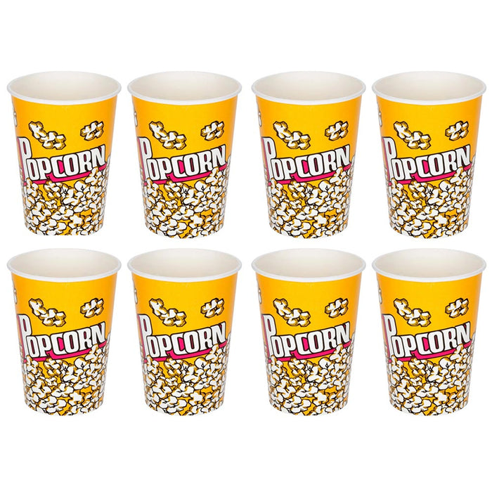 8 Plastic Popcorn Containers Reusable Bucket Tub Party Movie Night Retro Style