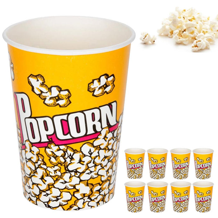 8 Plastic Popcorn Containers Reusable Bucket Tub Party Movie Night Retro Style