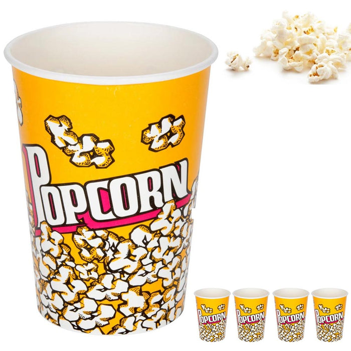 4 Pc Novelty Plastic Popcorn Container Retro Style Buckets Tub Party Movie Night