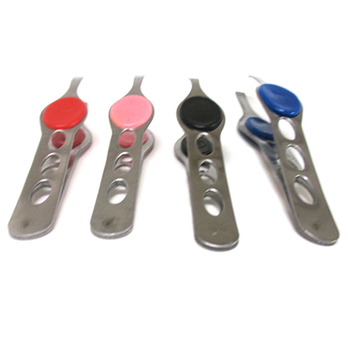 6 Professional Eyebrow Stainless Steel Tweezers Slant Hair Beauty Tweezer 3.75''