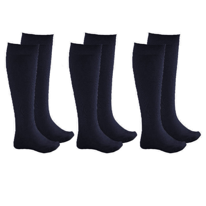 3 Pairs Knee High Socks Uniform School Soccer Tube Toddler Girl Navy Size M 4-6