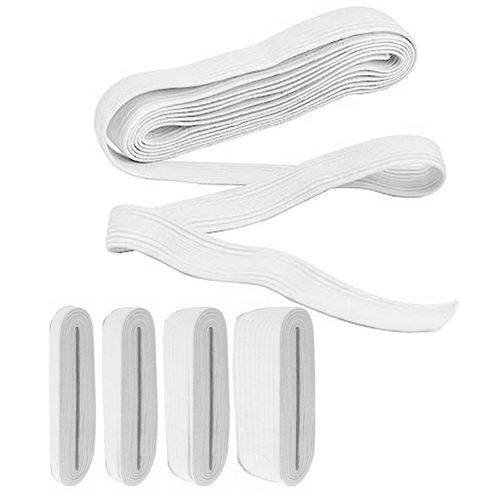 8 Assorted Size White Sewing Elastic Bands Polyester Stretchy Waistband Knitted