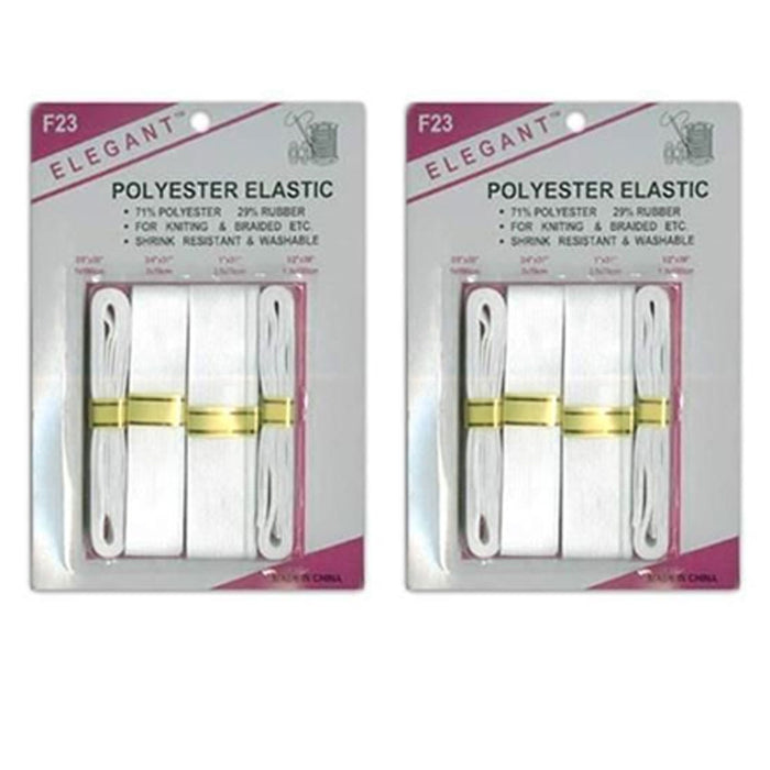 8 Assorted Size White Sewing Elastic Bands Polyester Stretchy Waistband Knitted