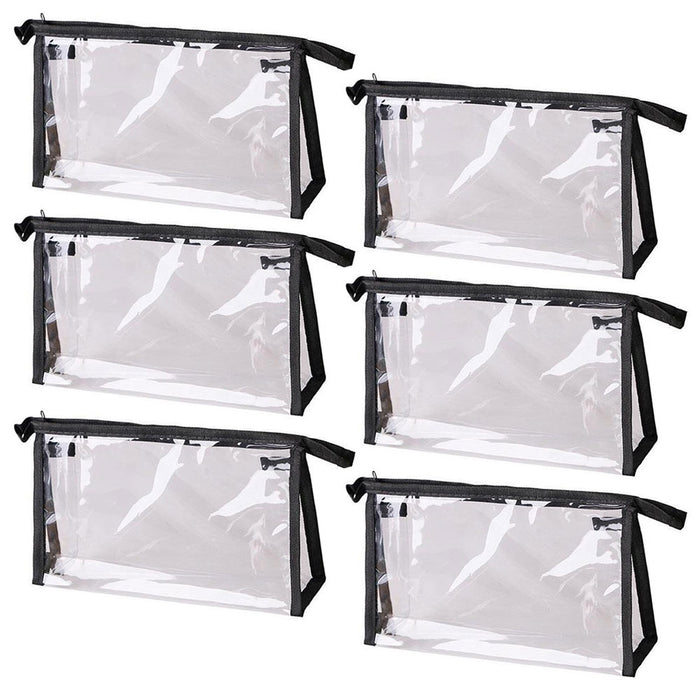 clear travel makeup bag with 6 external organizer case cosmetic 6 Travel Cosmetic Bags Clear Zippered Toiletry Makeup Case Tote Organi — AllTopBargains