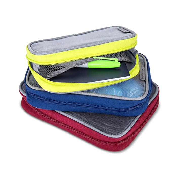 Travelon 3 Packing Squares Makeup Pouch Bag Mini Case Purse Cosmetic Grey Small