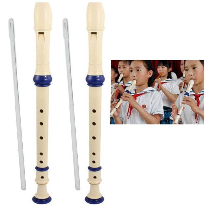 2 Pc Woodnote Soprano Flute Recorder 8 Holes Baroque Musical Instrument 11.8"L