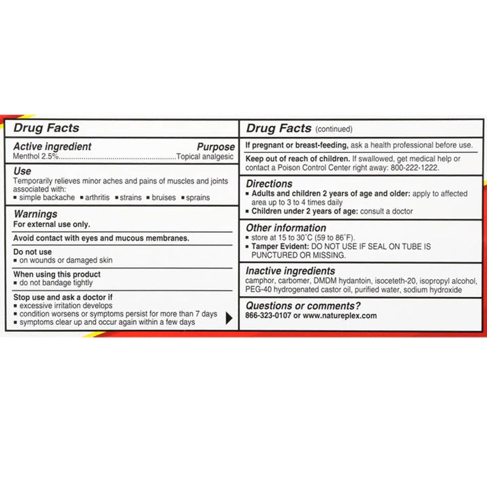 1 Muscle Rub Pain Relief Cream Analgesic Gel Tube 1.5oz Menthol Joint Arthritis