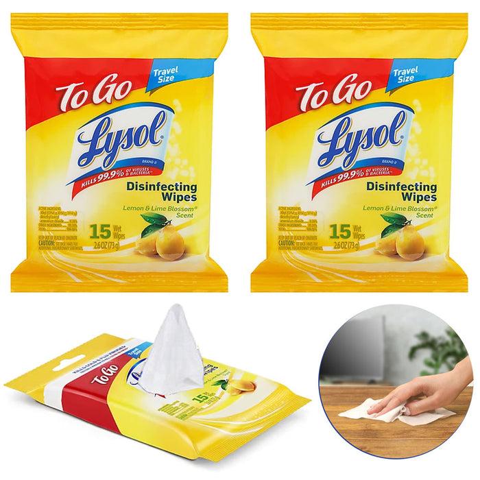 30 Ct Lysol Disinfecting Wet Wipes To Go Lemon Lime Blossom Cleaning Towelettes