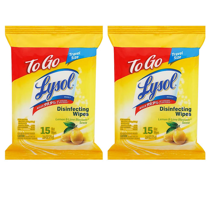 30 Ct Lysol Disinfecting Wet Wipes To Go Lemon Lime Blossom Cleaning Towelettes