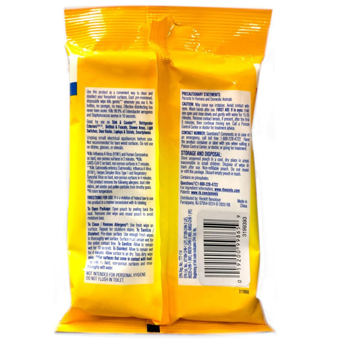 30 Ct Lysol Disinfecting Wet Wipes To Go Lemon Lime Blossom Cleaning Towelettes