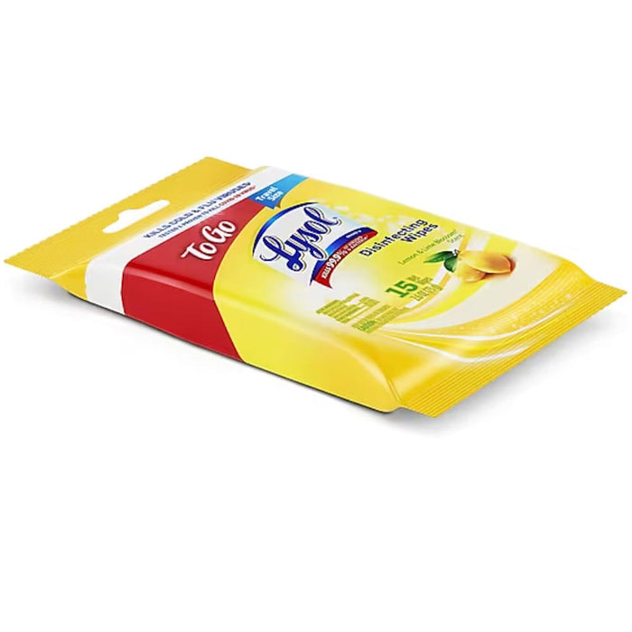 90 Ct Lysol To Go Disinfectant Wipes Cleaning Wet Towelettes Lemon Lime Blossom