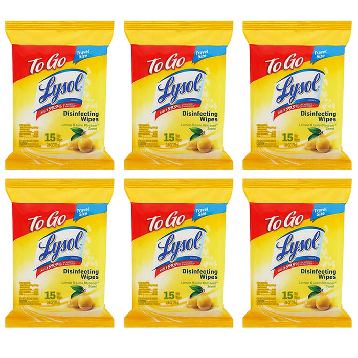 90 Ct Lysol To Go Disinfectant Wipes Cleaning Wet Towelettes Lemon Lime Blossom
