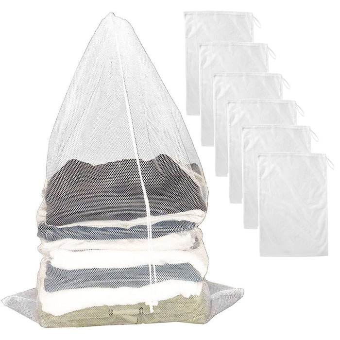 6 Pc Clorox Heavy Duty Large Laundry Bag 35" Mesh Net Wash Clothes Drawstring