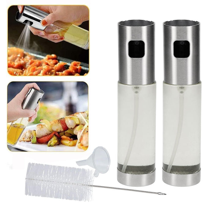 2 Glass Oil Sprayer Mister Spray Bottle Dispenser Refillable Cook Grill 3.38oz