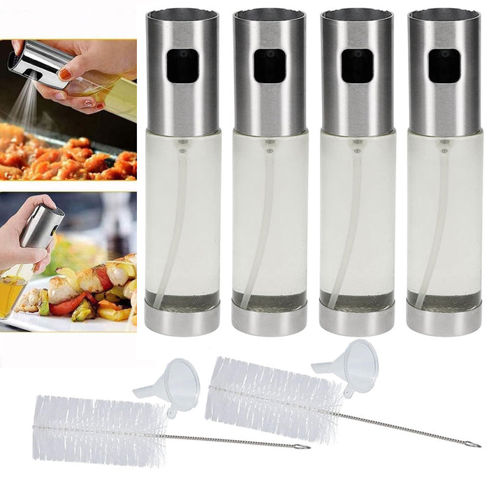 4 Pk Refillable Glass Oil Sprayer Spritzer Mister Spray Bottle Dispenser 3.38oz