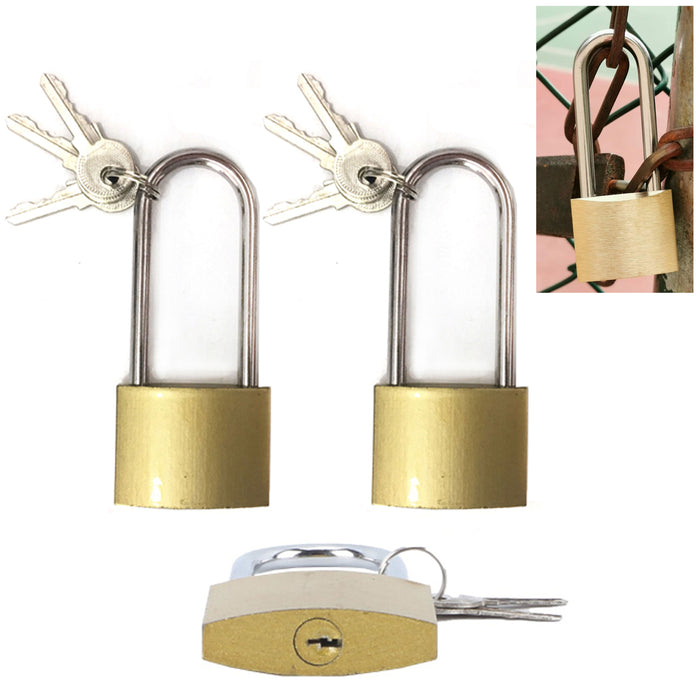 12 Pc Padlocks Heavy Duty Metal Brass Long Shackle Box Locks Keyed 37mm 2 Keys