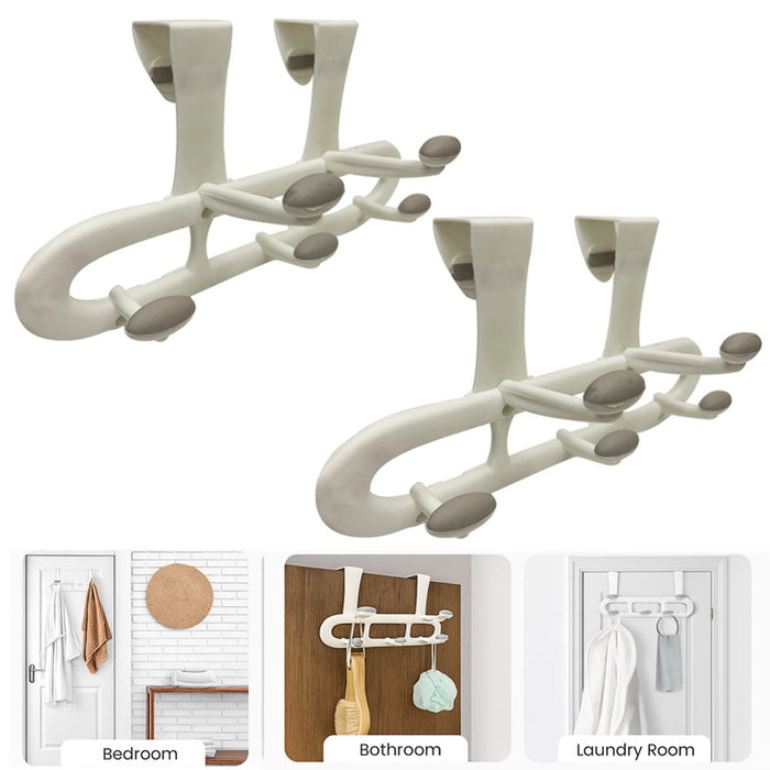 2pack Over The Door 5 Hooks Hanger Towel Rack Bathroom Coat Rack Back Door White