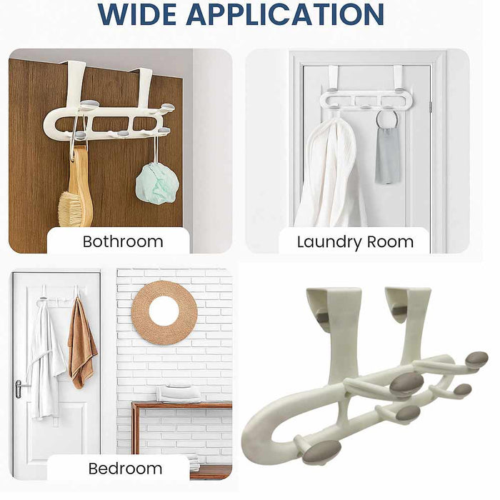 1 Over The Door Hooks 5 Heavy Duty Coat Rack Plastic Coat Hanger Dorm Bathroom