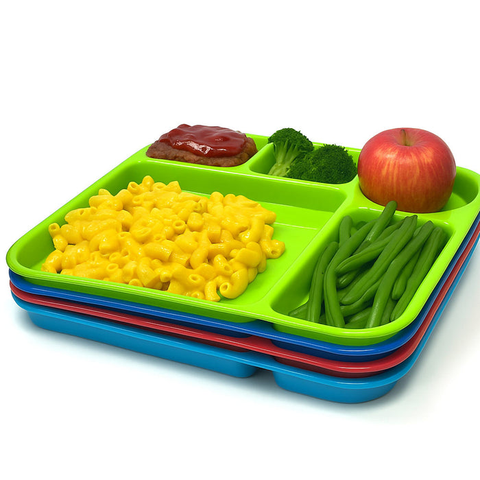 8 Microwave Divided Plates Reusable Unbreakable BPAFree Lunch Tray 5 Compartment