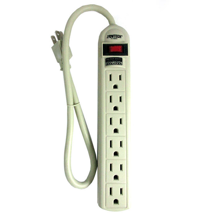 Lot Of 6 Power Strip Surge Protector 6 Outlet Extension Cord 1.5ft 90 Joules UL
