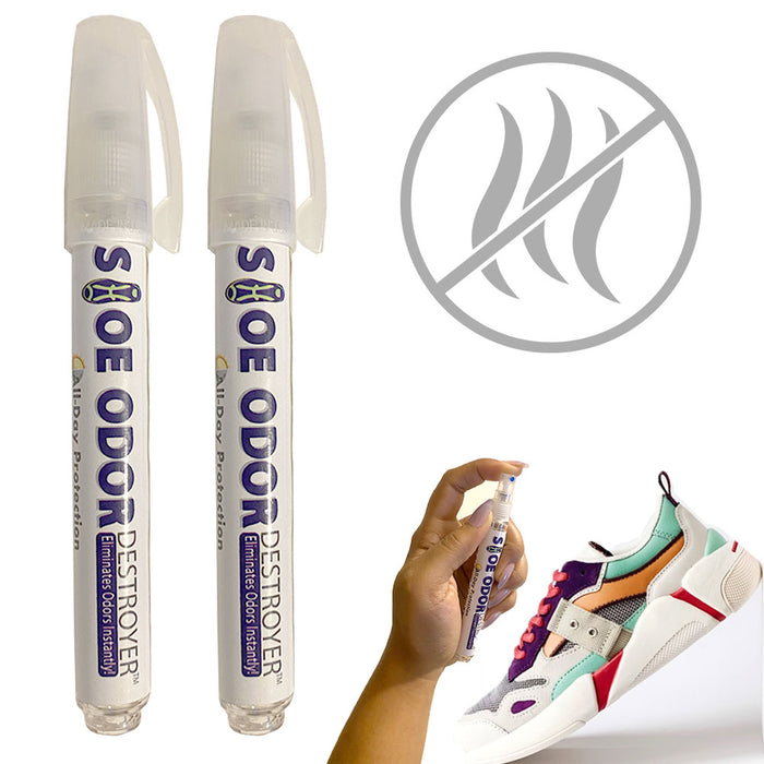 2 Shoe Odor Destroyer Spray Pens Deodorizing Eliminator Remover Refreshing 0.4oz