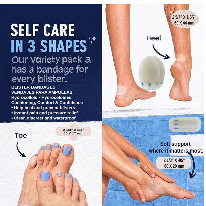 50ct Blister Bandages Waterproof Cushioning Hydrocolloid Pad Foot Toe Heel Scrap