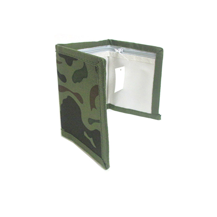 12 Trifold Canvas Outdoor Sports Wallet Camouflage Green Kids Boys Magic Closure