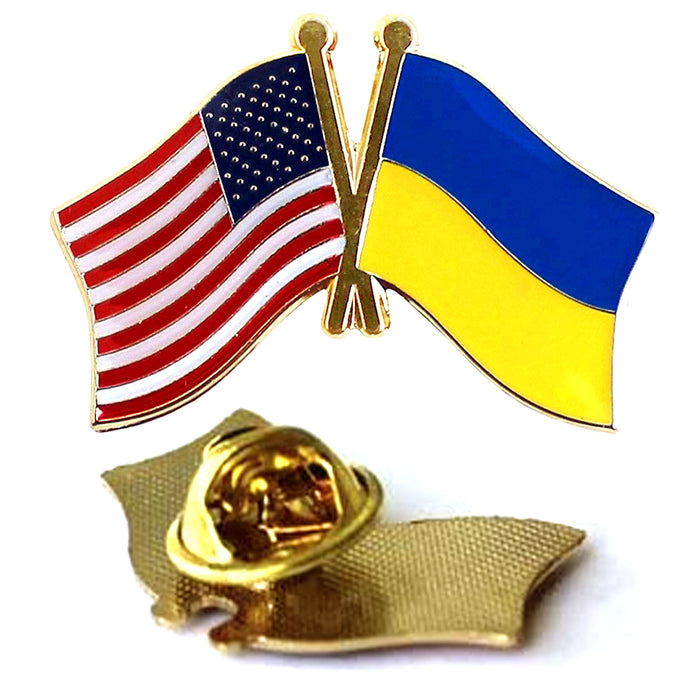 3 Pc Ukraine US American Flag Pin Friendship Peace Brooch Hat Lapel Pins Badge