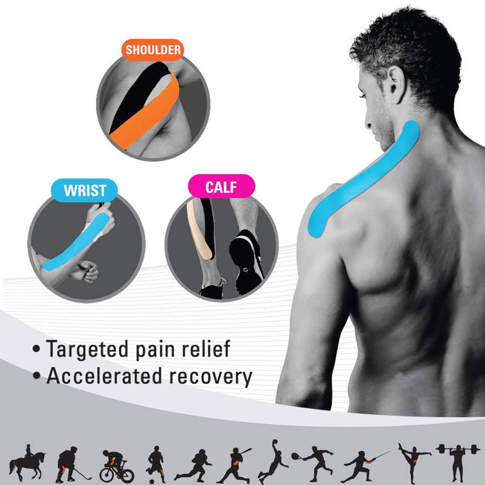 4 Pc Precut Strips Elastic Kinesiology Therapeutic Tape Muscle Running Sports