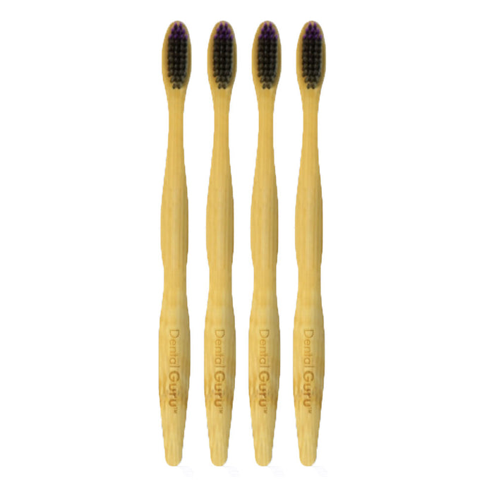 4 X Bamboo Charcoal Toothbrush Soft Bristle Travel 100% Natural Oral Dental Care