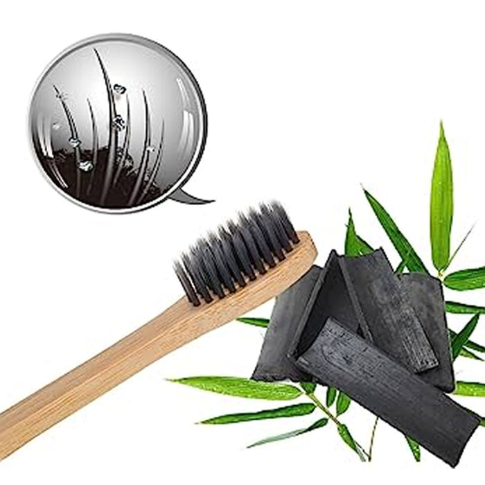 4 X Bamboo Charcoal Toothbrush Soft Bristle Travel 100% Natural Oral Dental Care