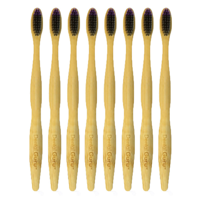 8 X Natural Toothbrushes Bamboo Charcoal Infused Soft Bristles Brush Oral Care