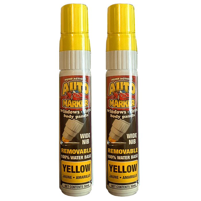 2 Jumbo Glass Window Markers Yellow Paint Pen Erasable Washable Windshield Sign