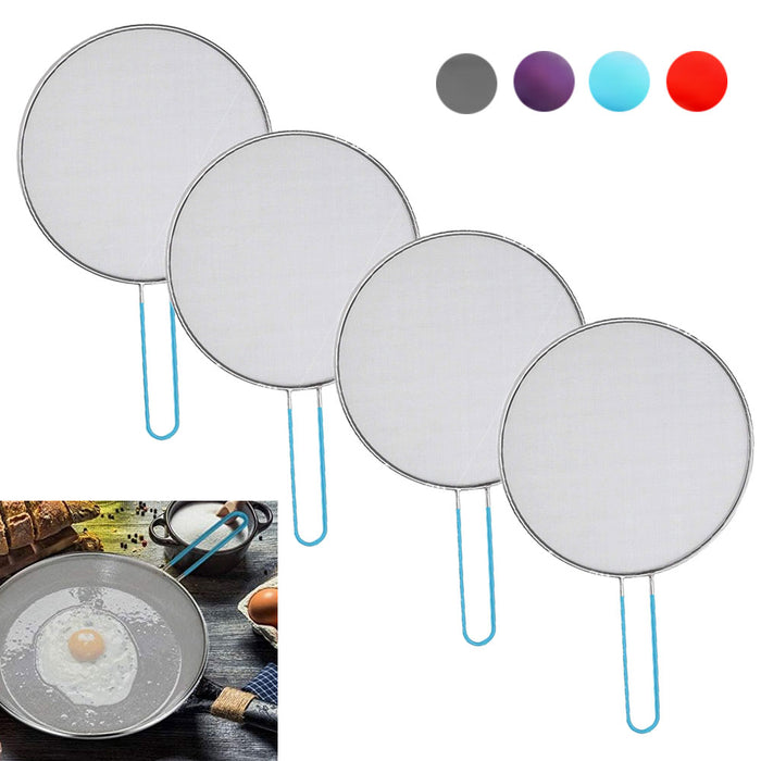 4 Splatter Screen Frying Pan Lid 11.5" D Stainless Steel Grease Guard Cover Oil