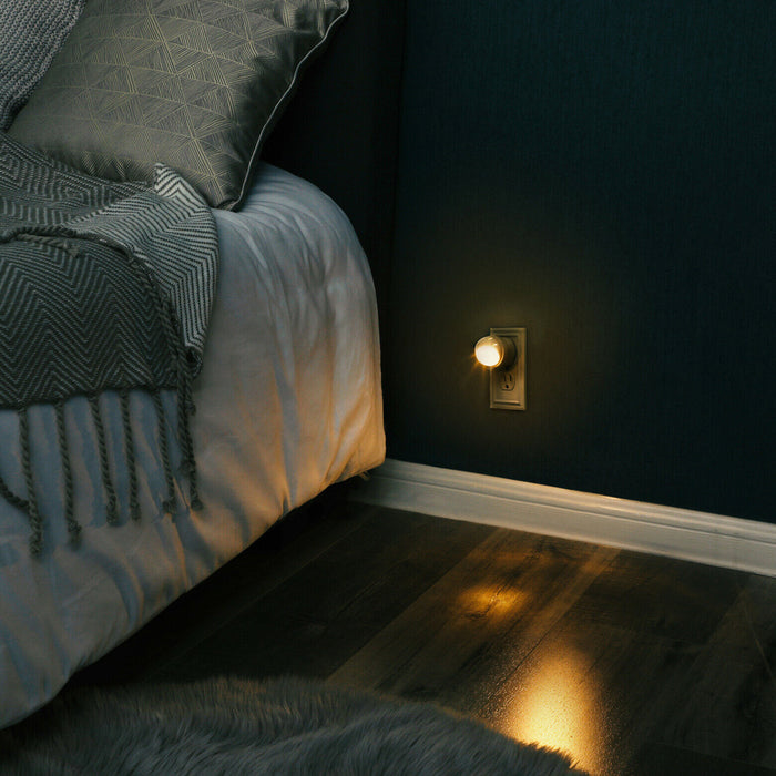 2 Pack Led Night Light Set Plug In Wall Lamp Automatic Sensor Lite Round Swivel