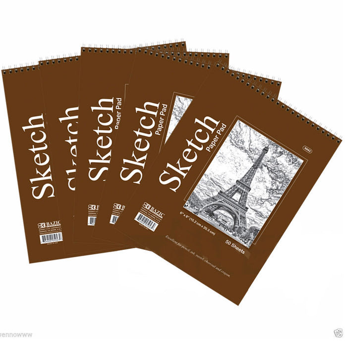 5 Pc 50 sheets 6x8  Top Bound Premium Quality Sketch Book Paper Pad Draw