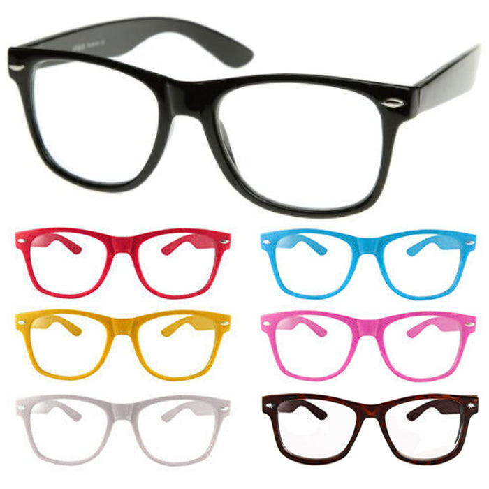 6 Pairs Assorted Retro Sunglasses Clear Lens Fashion Glasses Nerd Colors Unisex