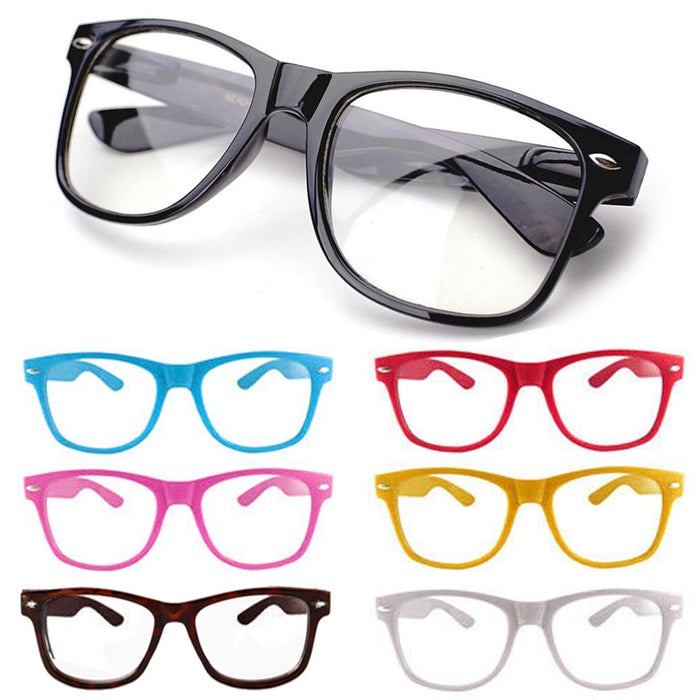 6 Pairs Assorted Retro Sunglasses Clear Lens Fashion Glasses Nerd Colors Unisex