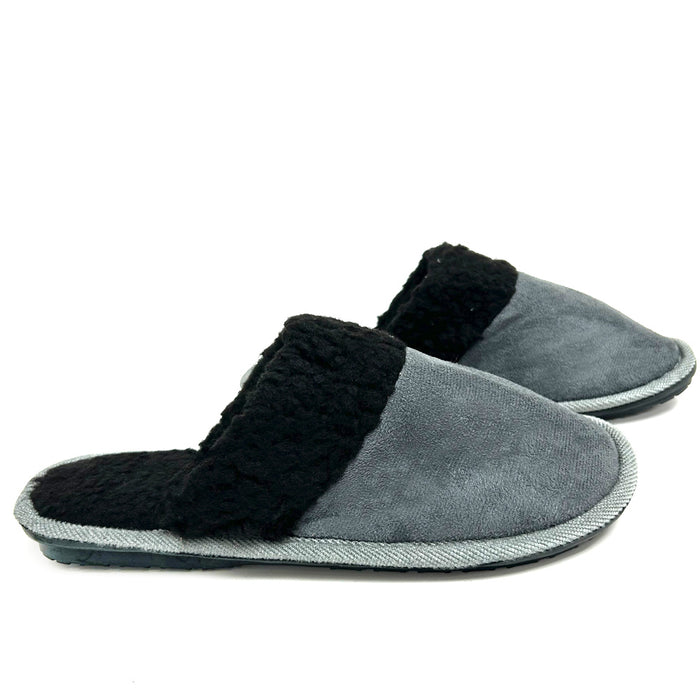 Men Two-Tone Scuff Slippers Memory Foam Indoor Cozy Warm Slip On Shoe Men Size 7