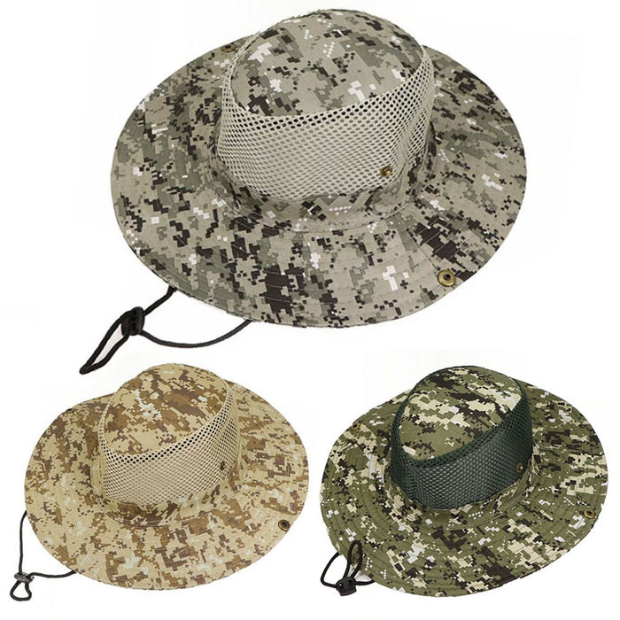 4 Pc Military Bucket Boonie Hat Digital Camo Army Cap Outdoor Hunting Snap Brim
