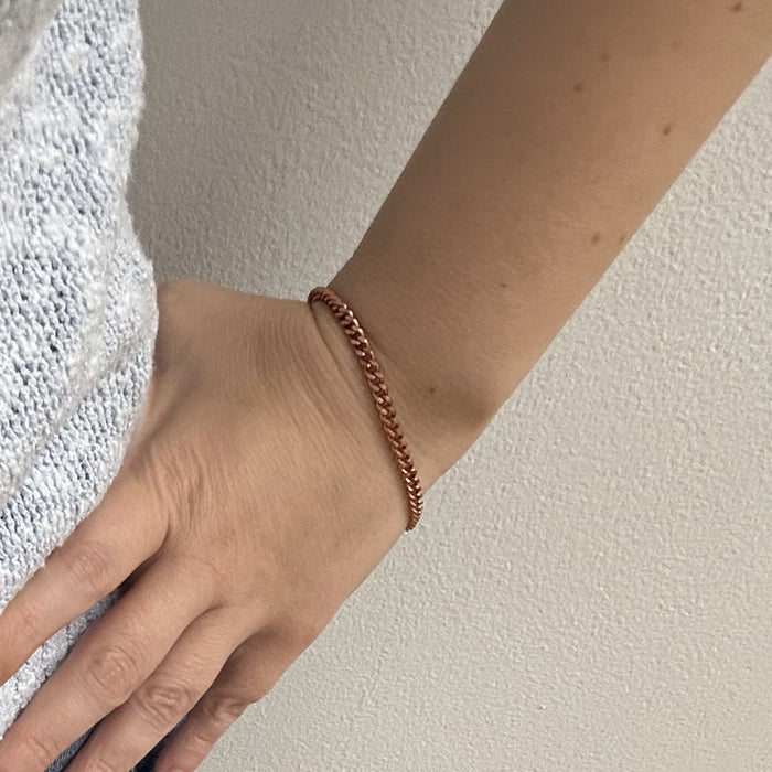 Solid Copper Chain Link Bracelet for Women Dainty Jewelry Slim Gift Size 7 7/8"