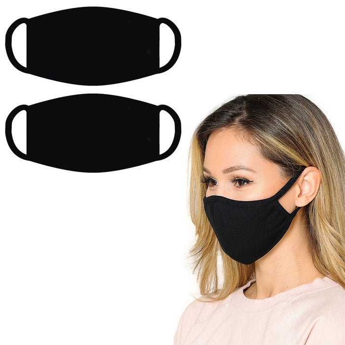 2 Pc Black Unisex Face Mask Reusable Washable Cover Mask Fashion Cloth Men Women