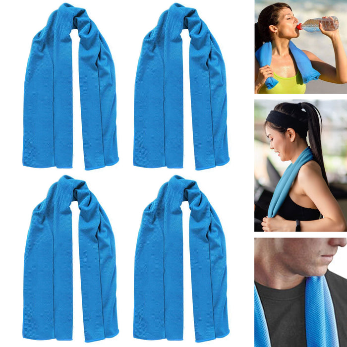 4 Pc Freeze Gel Ice Towel Icy Wrap Cooling Bandana Headband Head Neck Cold Pad