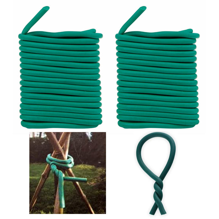 2 Pc 12ft Wire Flex Tie Reusable Rubber Coated Garden Cut Length Twist Zip Cable